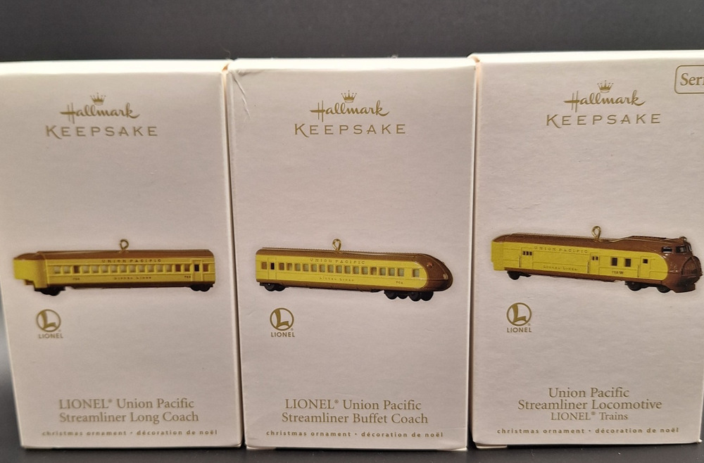2010 Hallmark Keepsake Ornaments Lionel Union Pacific Streamliner Complete Set 3